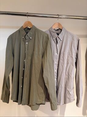 JCrew Men's Olive and Gray Button-Down Shirts. Slim fit